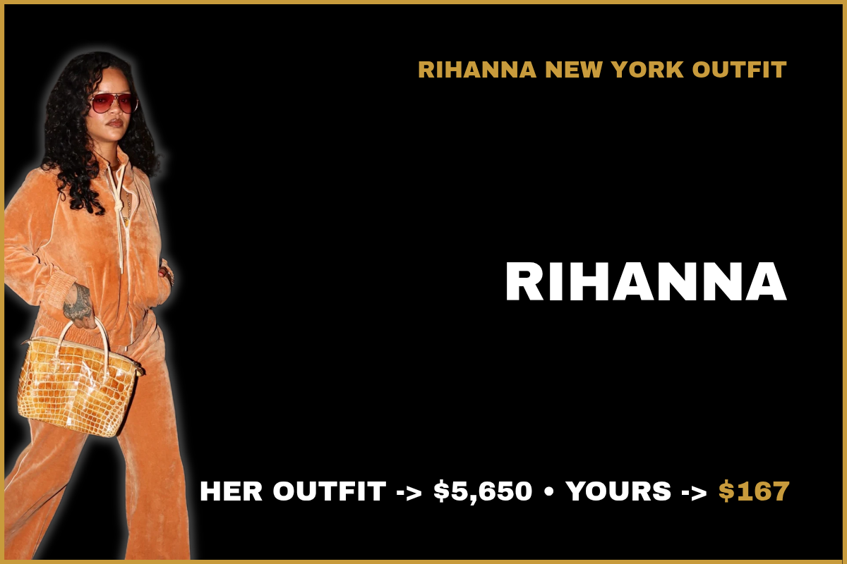 Rihanna's $5,650 velour tracksuit outfit in New York recreated for $167.47 - Fashion Place