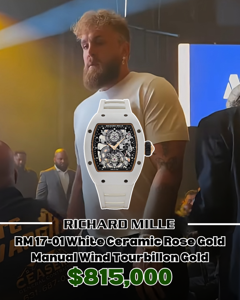 Jake Paul wearing a white ceramic Richard Mille RM 17-01 Tourbillon at MVPW 02 at Madison Square Garden